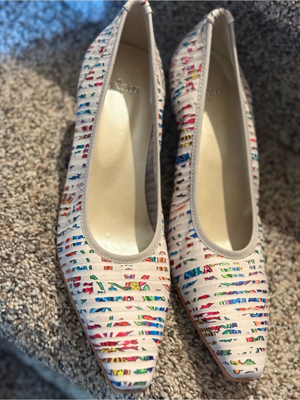 NEW Perlato Portugal Leather Pumps EU 40 US 9 Multicolor Block Heel Comfort